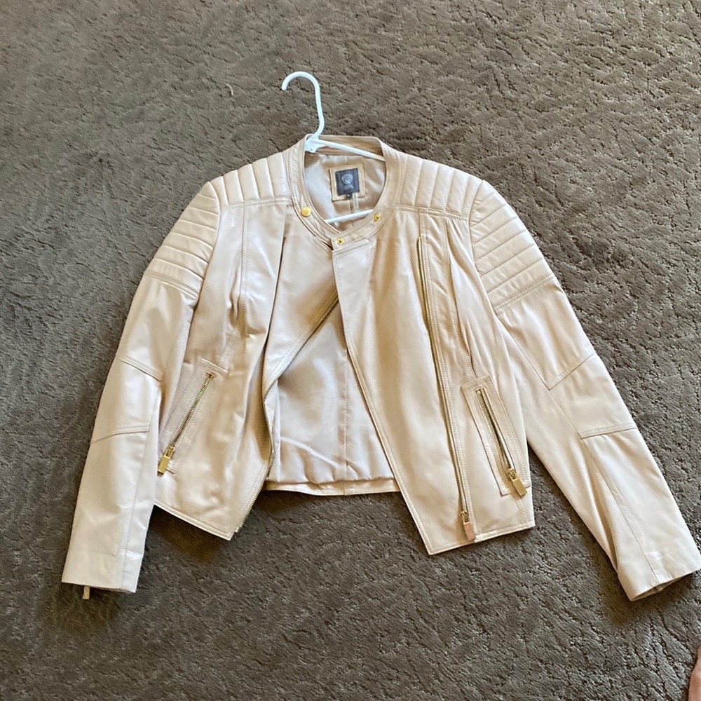 Vince Camuto Cream Leather Jacket